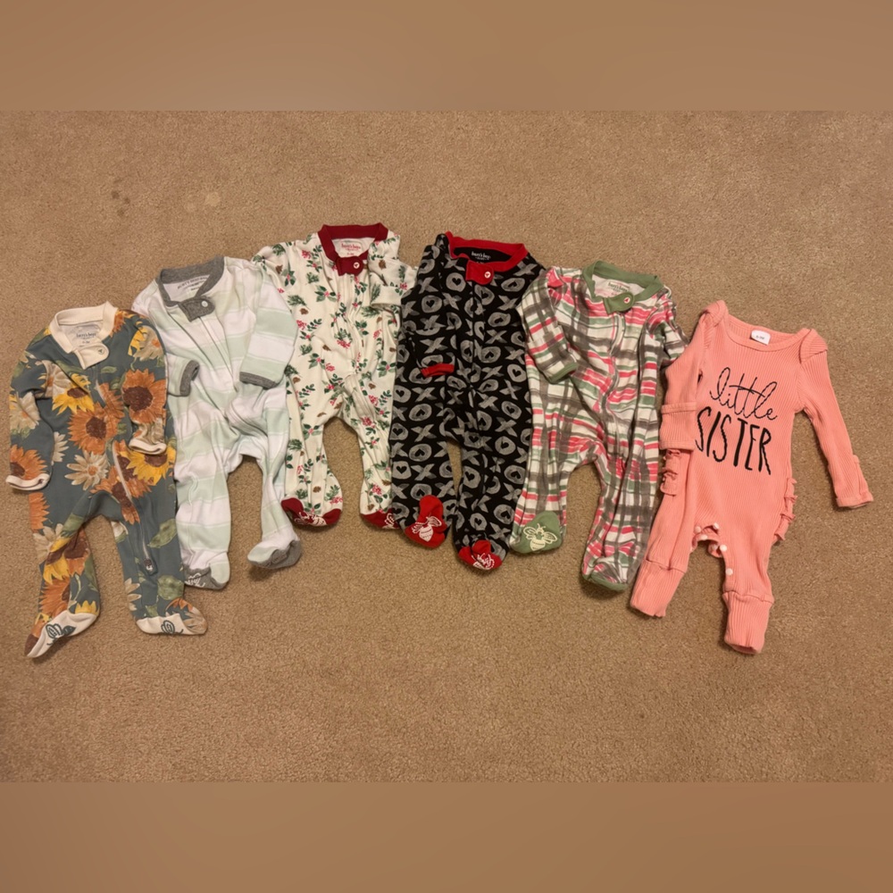 Baby Footies Set 0-3 months Floral and Striped